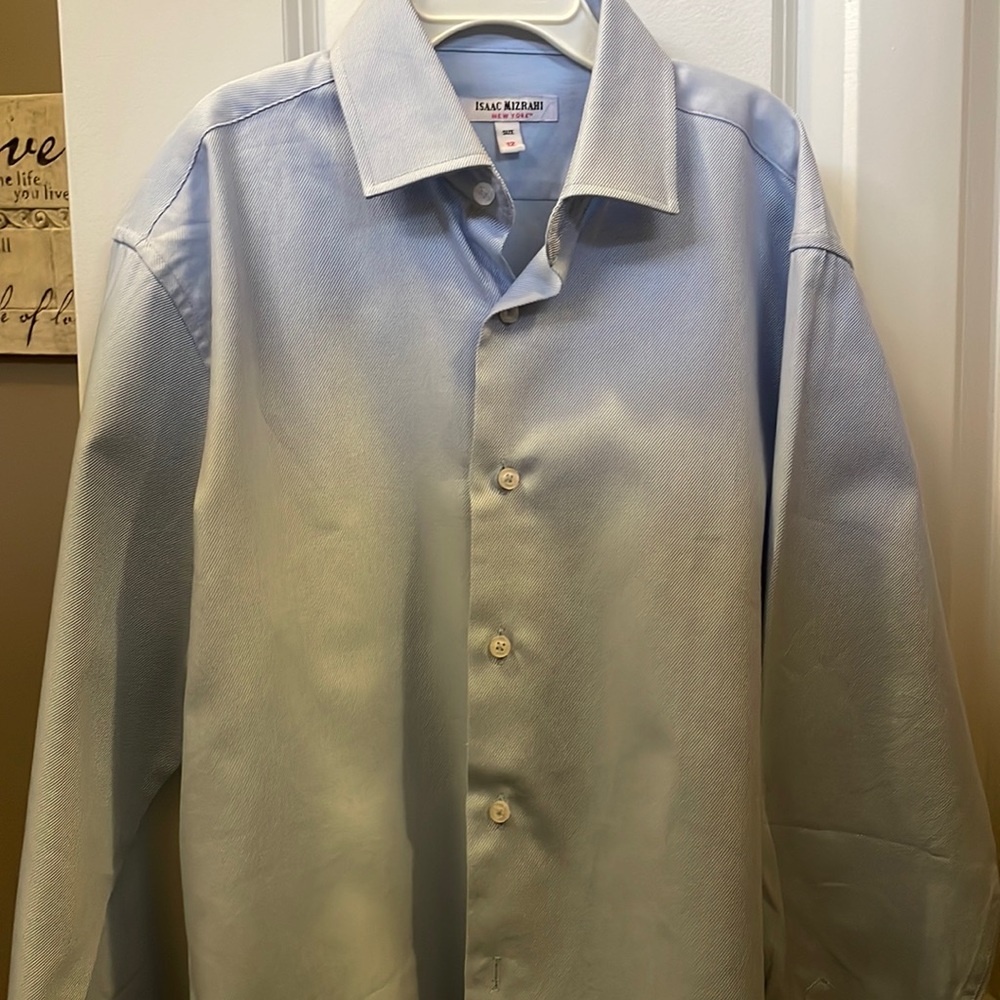 Isaac mizrahi Lt blue cotton twill dress shirt